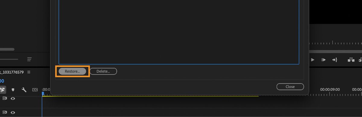 Un Team Projects archiviato è selezionato e un'opzione per Ripristinare è evidenziata.