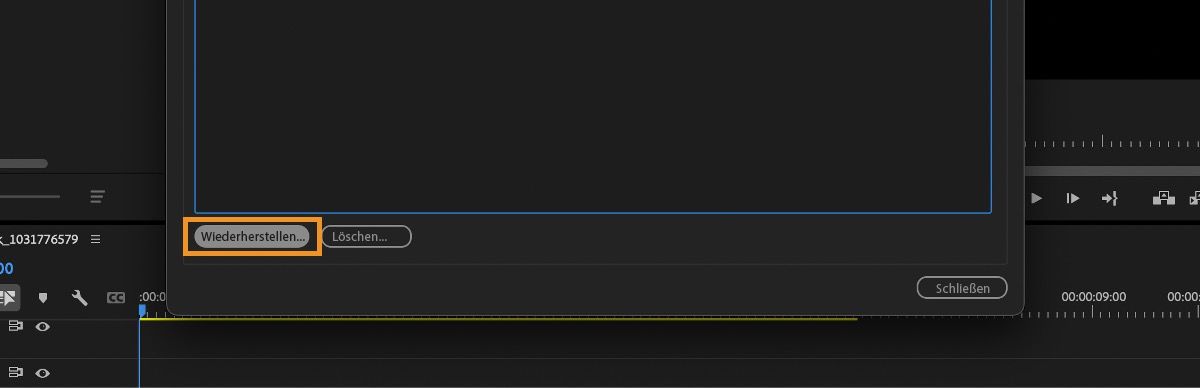 Ein archiviertes Team-Projekt ist ausgewählt und eine Option zum Wiederherstellen ist hervorgehoben.