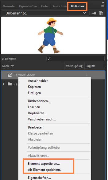 Export aus der Bibliothek