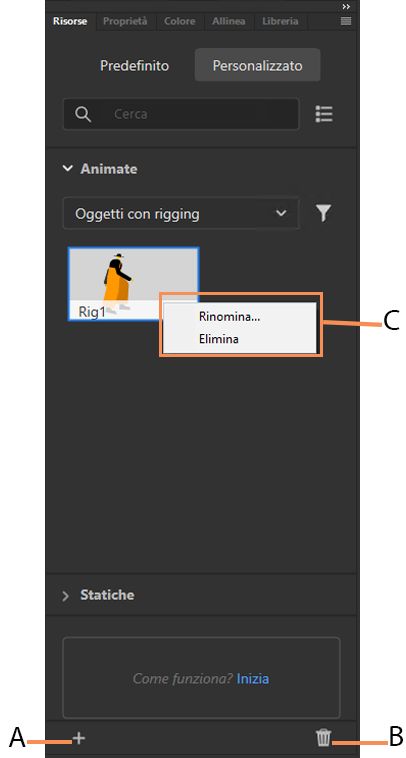 Importare, rinominare o eliminare la risorsa