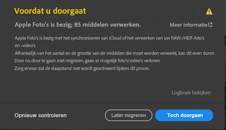 Apple Foto's is bezet