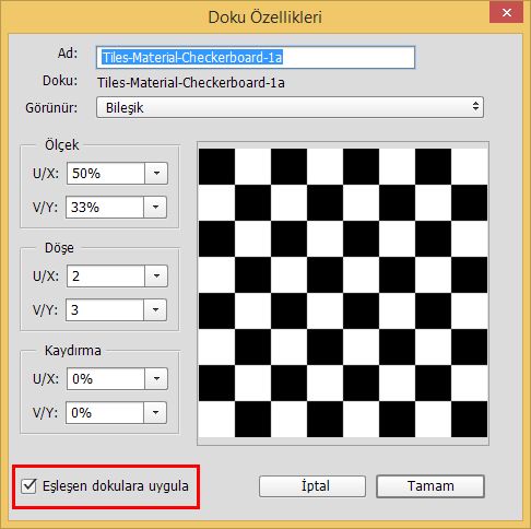 Photoshop Eşleşen Dokulara Uygula'yı Seçme