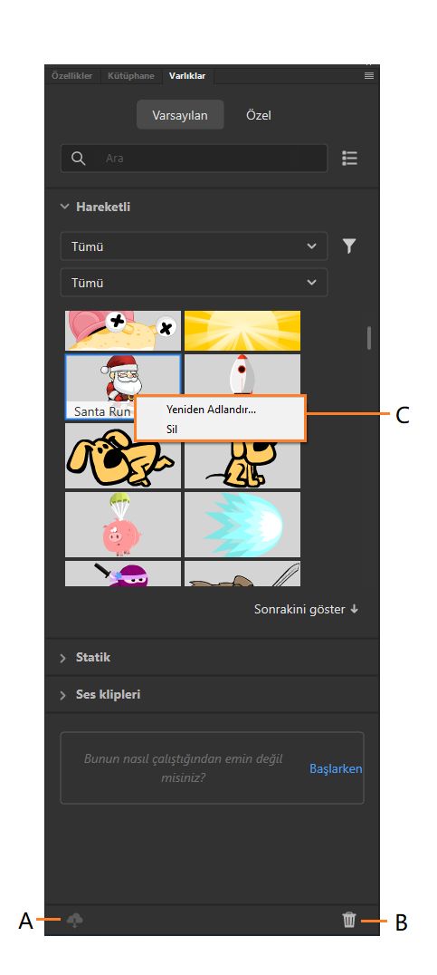 Varlıkları İndirme
