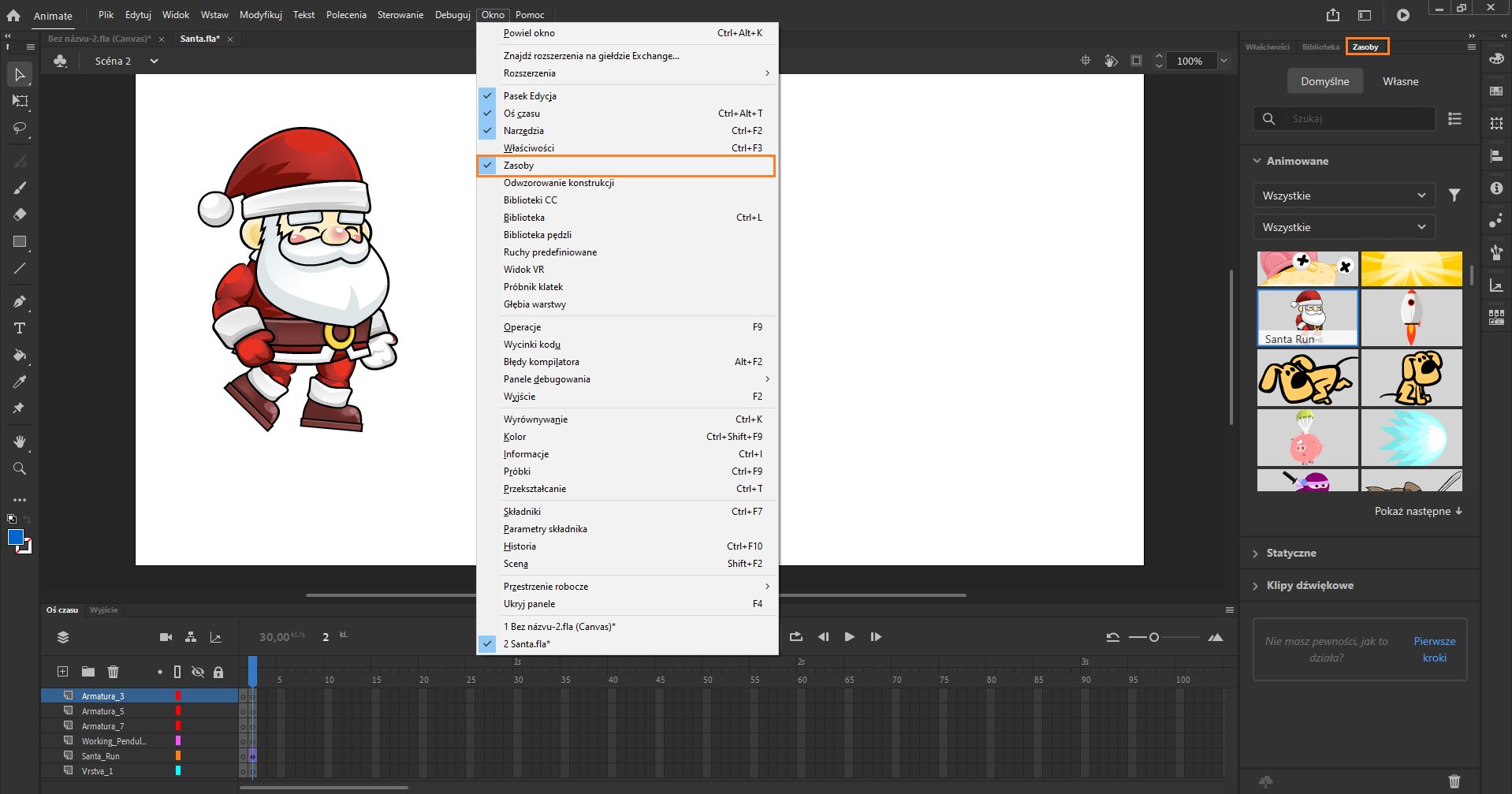 Lokalizacja panelu Zasoby