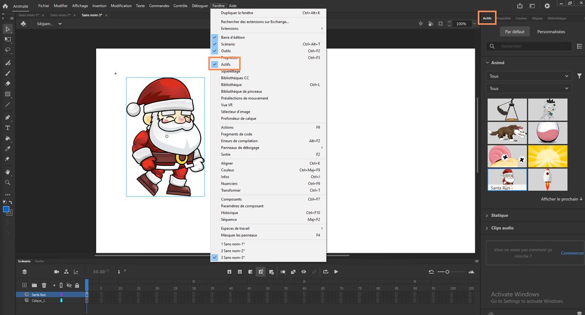 Emplacement du panneau Éléments