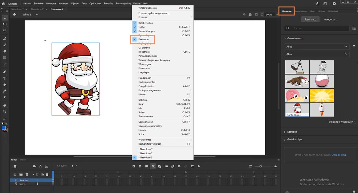 Locatie van deelvenster Elementen