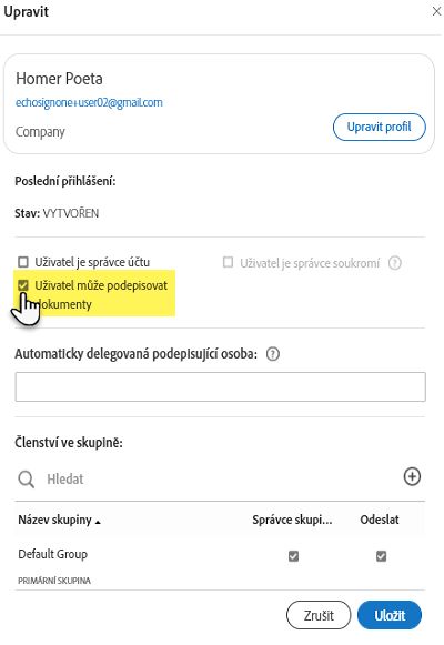 Správce na úrovni účtu