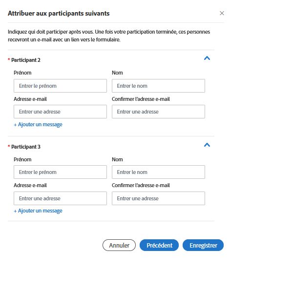 Attribuer les participants suivants