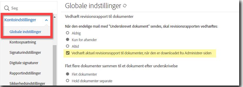 Vedhæftet revisionsrapport til downloadkontroller