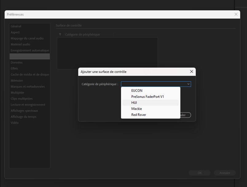 Ajouter une surface de contrôle