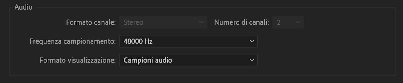 Impostazioni sequenza audio in Premiere Pro