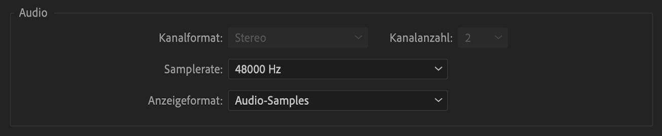 Audiosequenzeinstellungen in Premiere Pro