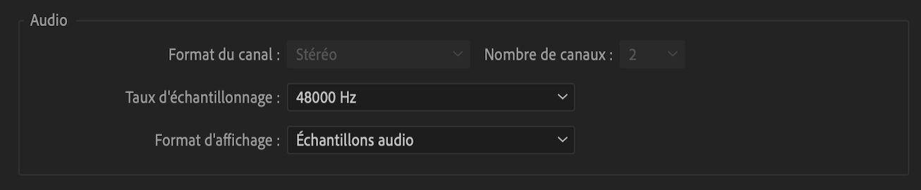 Paramètres de séquence audio dans Premiere Pro
