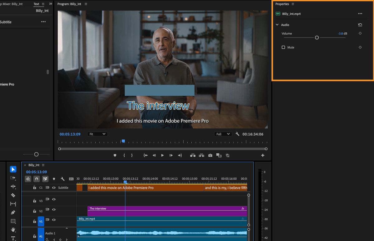 Edit the audio of your video based on the options given under the Properties panel.