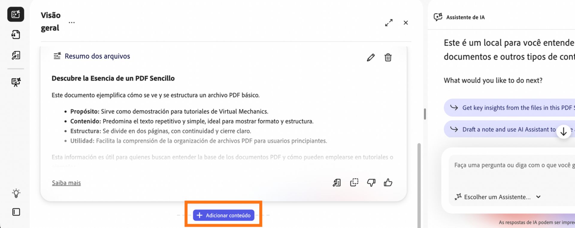 Visão geral de áudio mostrando uma transcrição gerada com carimbos de data e hora e um painel do Assistente de IA resumindo tendências do setor de bem-estar.