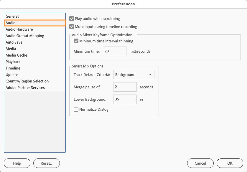 Audio Preferences