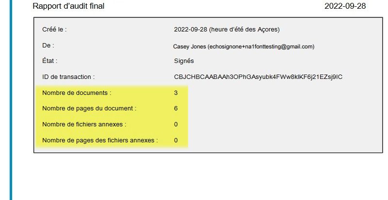 Nombre de documents contenus dans le rapport d’audit