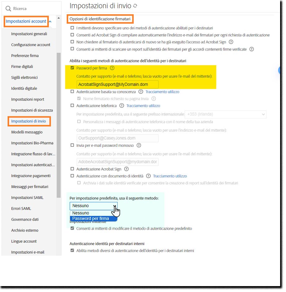 Controlli per l’autenticazione dell’identità tramite password