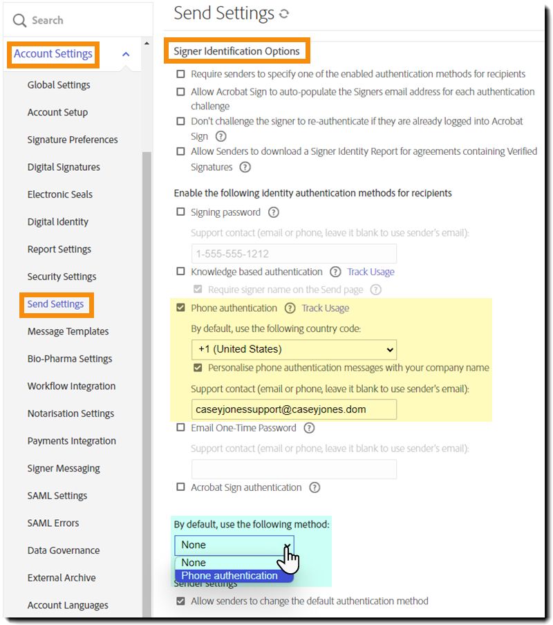 Controles de autenticación de la identidad con SMS