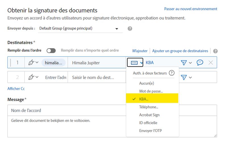 Sélection d’une méthode d’authentification