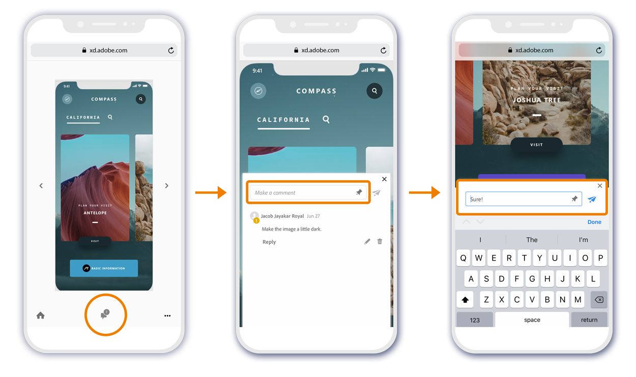 Commenting on mobile web prototypes