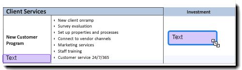 Ambiente di authoring con un campo selezionato e la freccia a due punte.