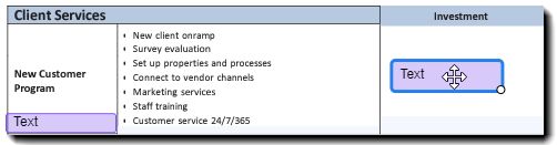 Ambiente di authoring con un campo selezionato e la freccia a quattro punte