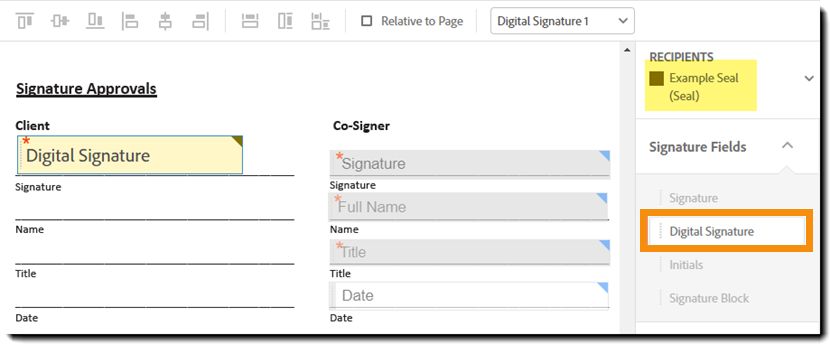 Tilføj et digitalt signaturfelt