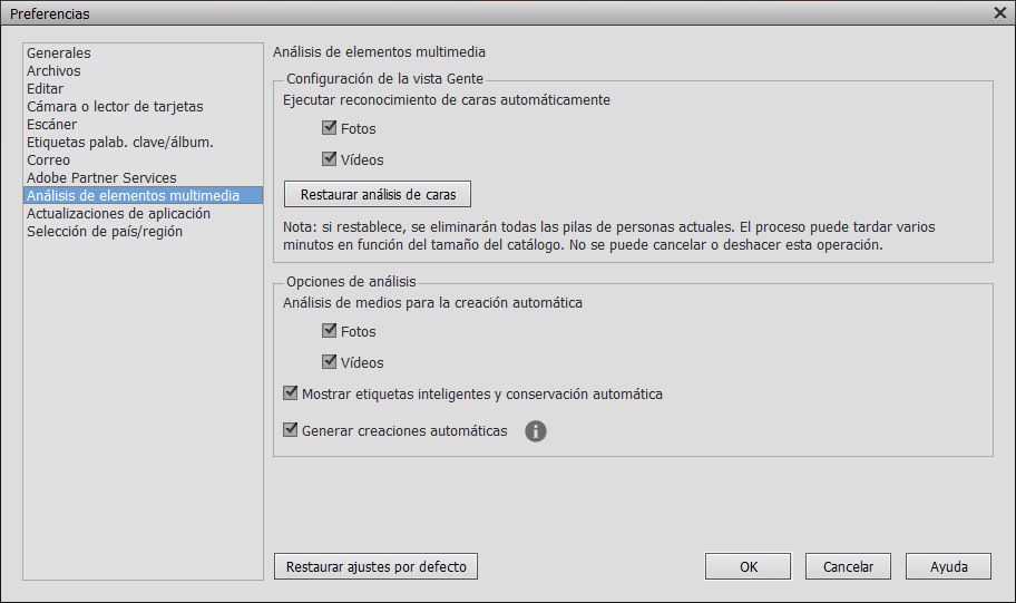 Cuadro de diálogo Preferencias