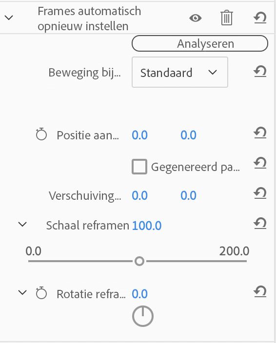 Frame automatisch opnieuw instellen