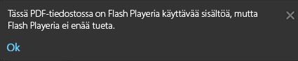 Viesti, joka näytetään, kun Flash Player on asennettu