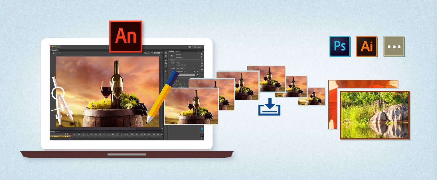 Bitmapy w animacjach ruchu w programie Animate CC