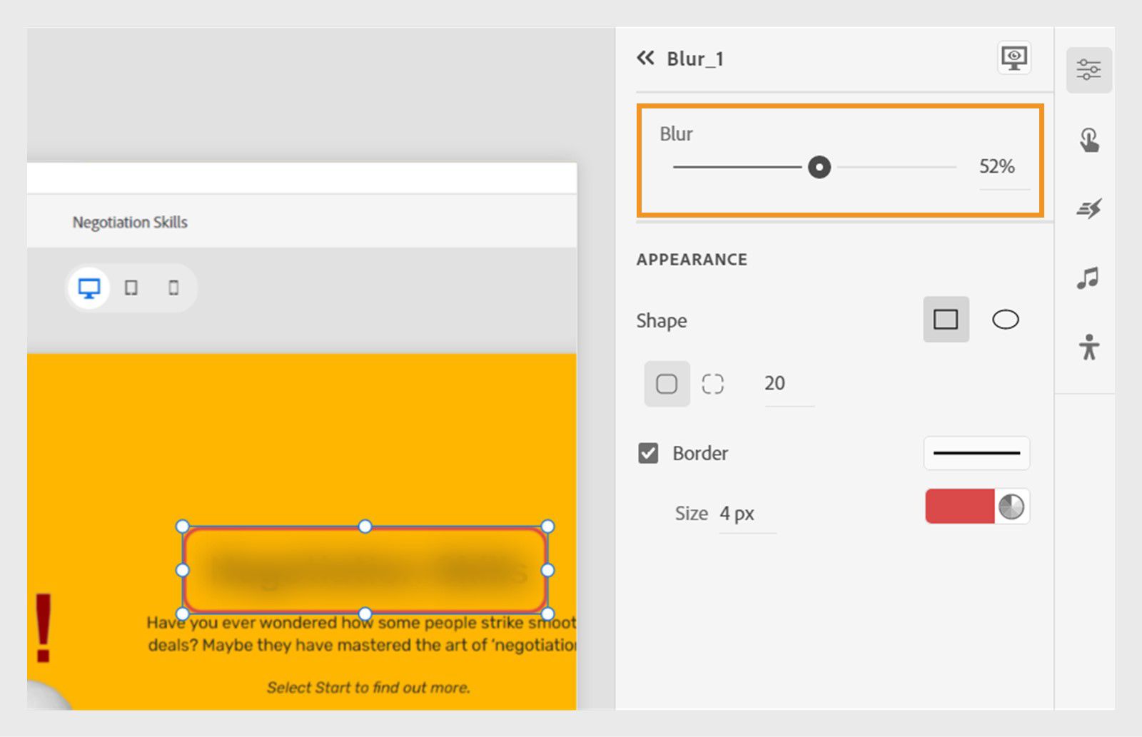 This is an image that shows how to use the slider to adjust the blur intensity