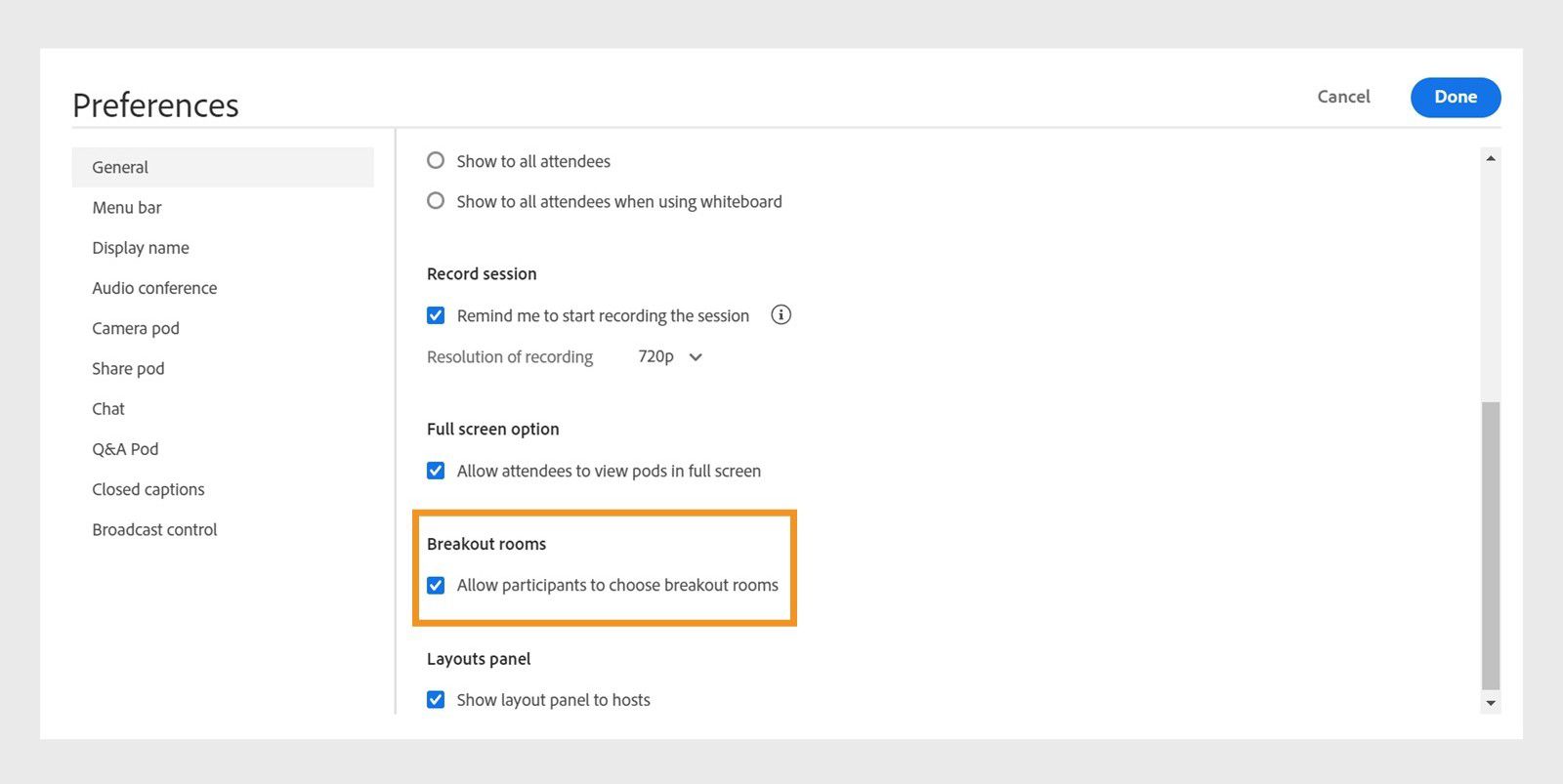 Allow participants to choose breakout rooms