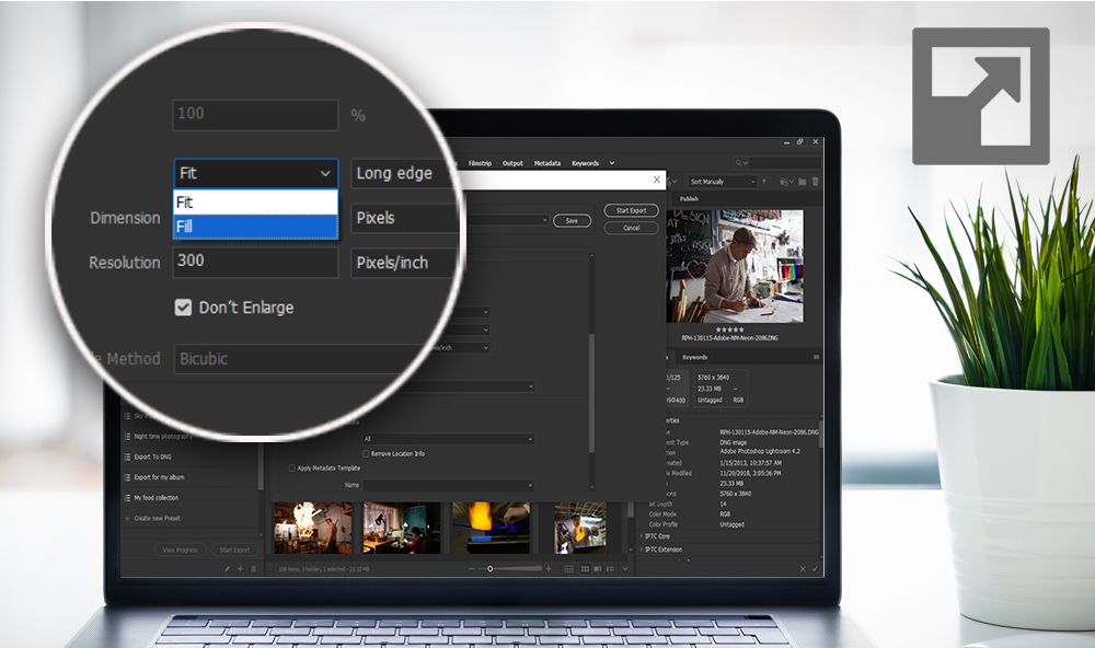 Redimensionar imagens para ajustar ou preencher