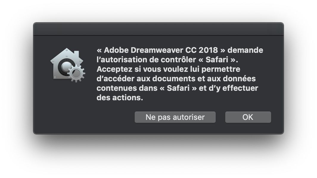 Boîte de dialogue Contrôle d’accès pour le navigateur Safari