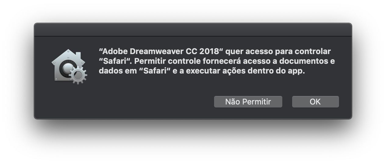 Caixa de diálogo Controle de acesso para navegador Safari