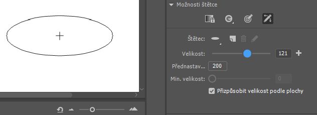 Jezdec pro úpravu velikosti štětce – živý náhled
