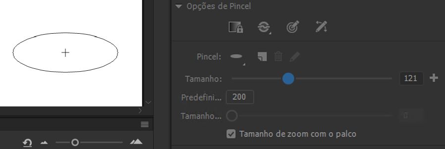 Controle deslizante de tamanho do pincel: visualização em tempo real