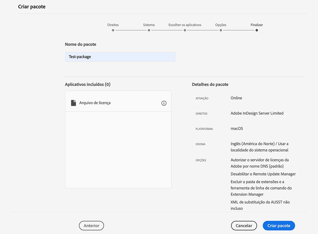 Criar pacote