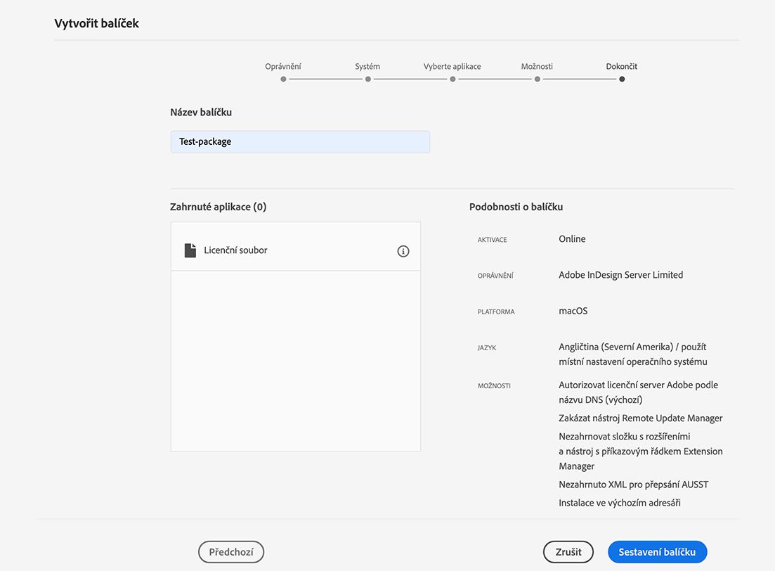 Sestavení balíčku