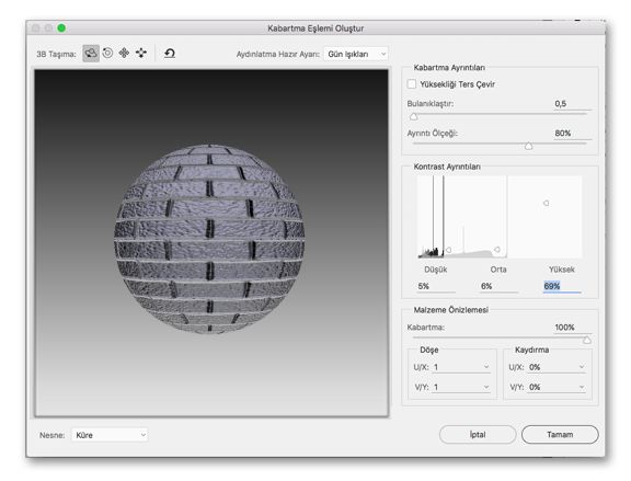 Photoshop Kabartma Eşlemi Oluşturma