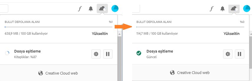 Creative Cloud masaüstünde Hazır Ayar Senkronizasyonu
