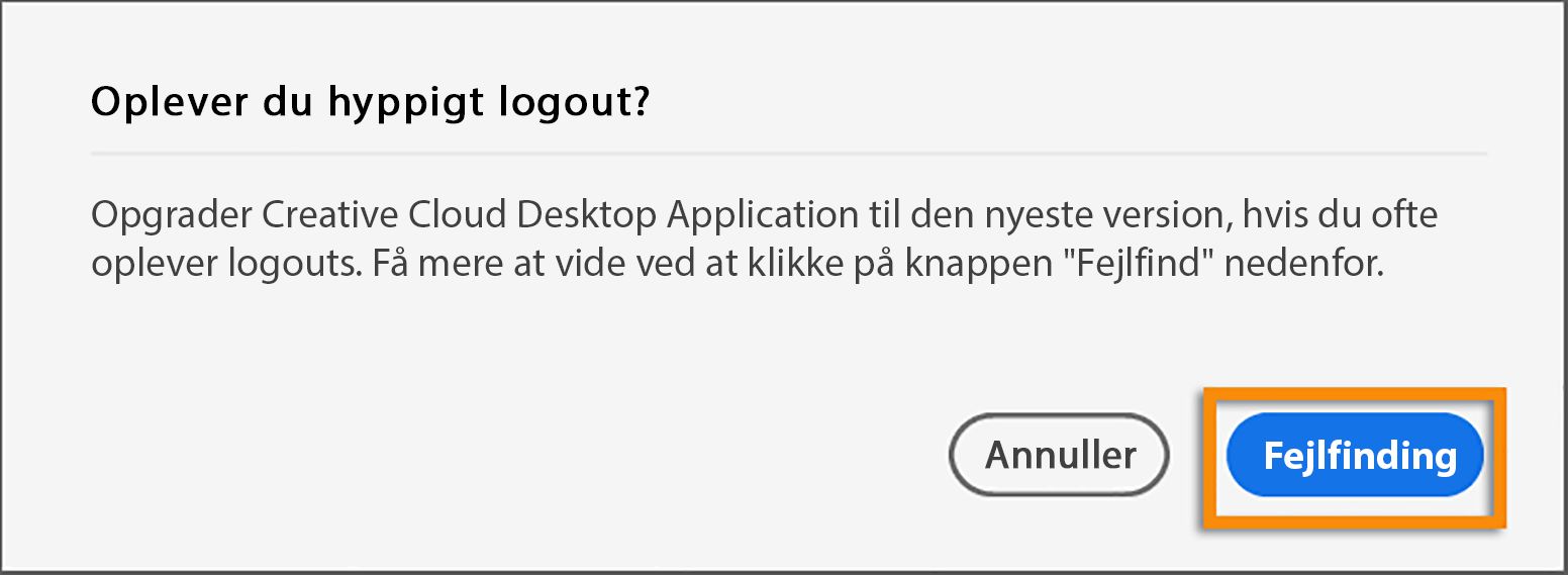 Dialogboks for hyppigt logout