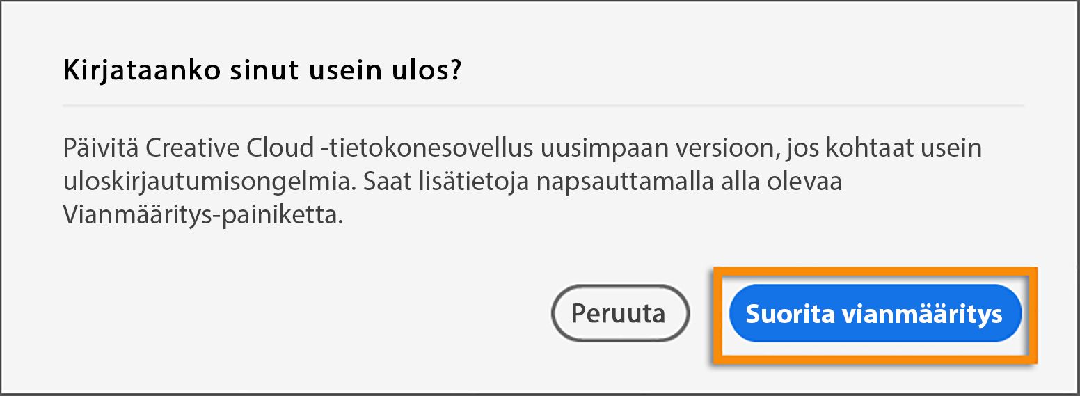 Yleisen uloskirjautumisen valintaikkuna