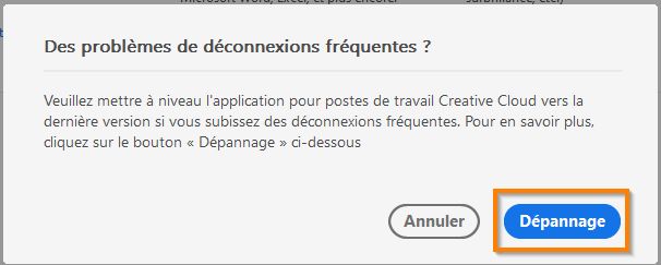 Boîte de dialogue de déconnexion fréquente