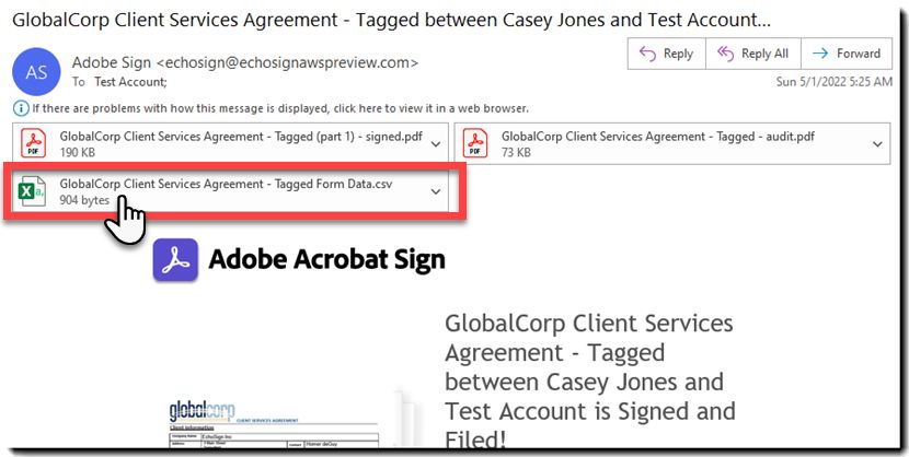 CSV allegato a e-mail