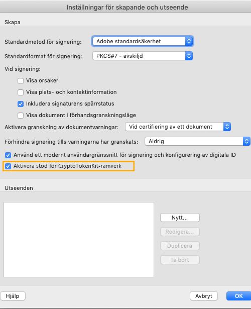 Aktivera stöd för CryptoTokenKit-ramverk 