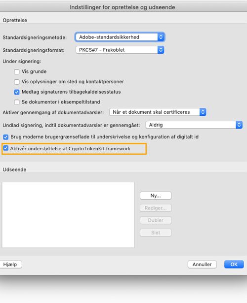 Aktivér understøttelse af CryptoTokenKit framework 