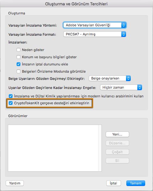 CryptoTokenKit çerçeve desteğini etkinleştirme 